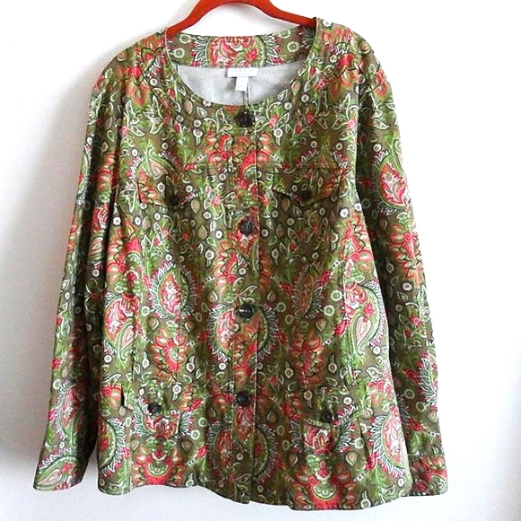 Denim Paisley Print Charter Club Woman Jacket 2X - Picture 3 of 6